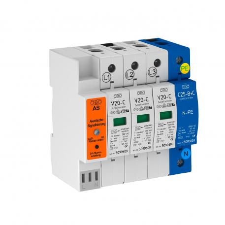 Svodič přepětí 3pól. + NPE s akustickou signalizací 280 V