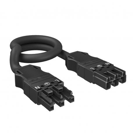 Propojovací kabel, třížilový, PVC, průřez 2,5 mm², délka 3 m, černý 3000 | 3 | 2,5